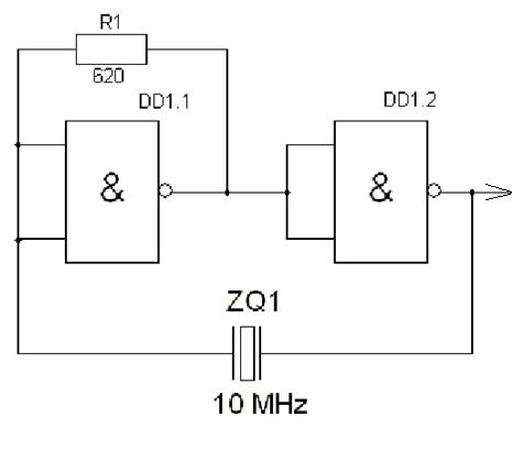 Кварцевый генератор на логических элементах схема